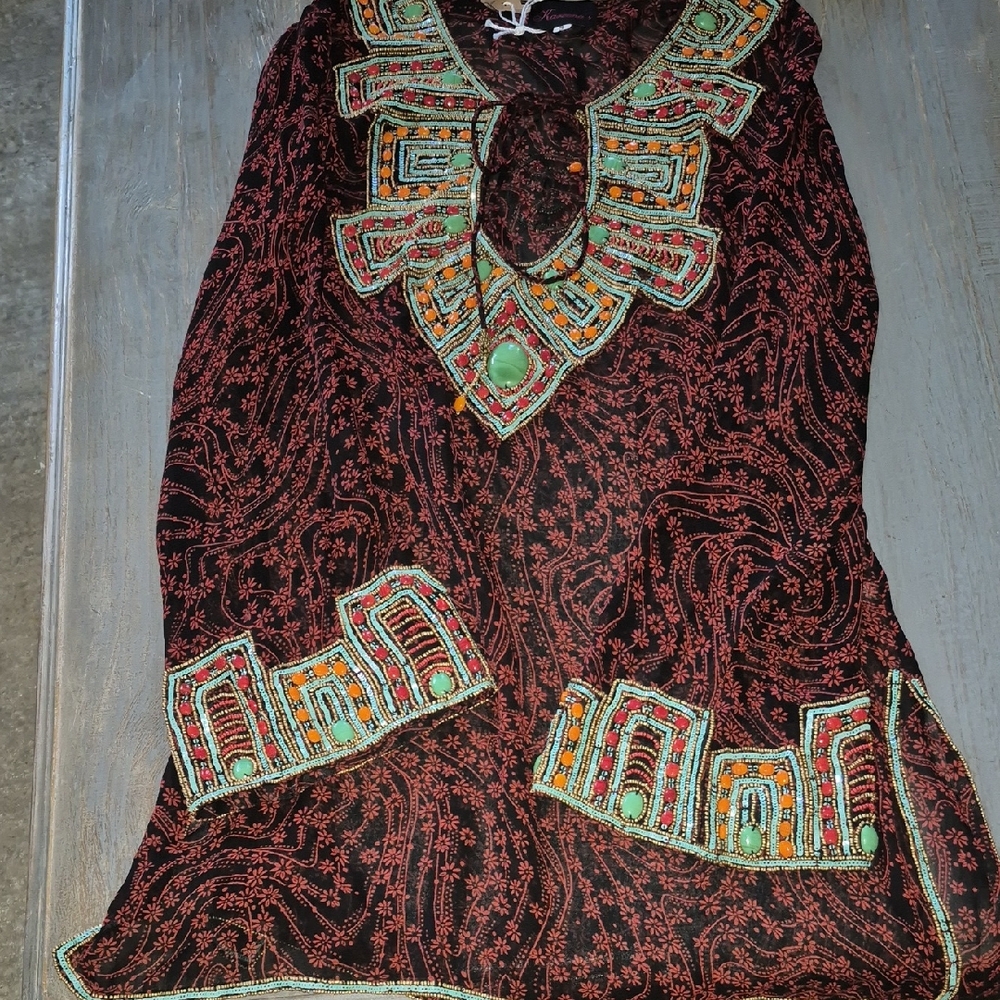 Embroidered Black and Green  Red Women's Camisole